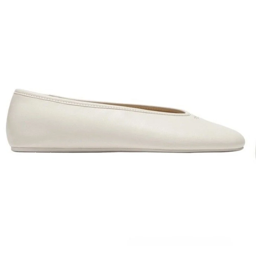 Women's COACH Houston Leather Ballet Flats Chalk Size 7 White